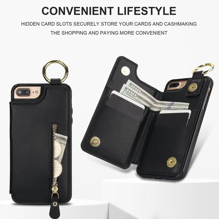 Crossbody Wallet Phone Case - Classic Crossbody Wallet Phone Case, Premium Leather, Credit Card Holder, Zipper Pocket Purse Handbag, Kickstand Shockproof Case - MOINA