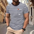 thumbnail image 2 of JGNGSHN Men's Crew Neck T Shirt Color Block Stripe Tee Top Casual Stylish Fitted Tees Beach T Shirts for Men, 2 of 4