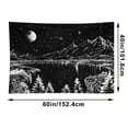 thumbnail image 2 of Black and White Tapestry Starry Night Mountain Tapestries for Bedroom Aesthetic Moon and Stars Tapastries Wall Hanging Dark Nature Forest Wall Tapestry for Living Room Dorm 60 x 40 Inch, 2 of 8