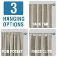 thumbnail image 5 of H.VERSAILTEX Contemporary Faux Linen 100% Blackout Back Tab/Rod Pocket/Hook Belt Thermal Insulated Curtain Sets for Bedroom, 2 Panels, 52"x 96", Stone, 5 of 6