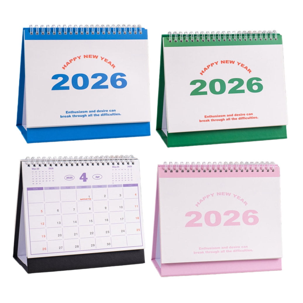 ELAYARD 4-Piece 2026 English Desk Calendar Set with Standing Design and Monthly Habit Tracker for Home & Office Use