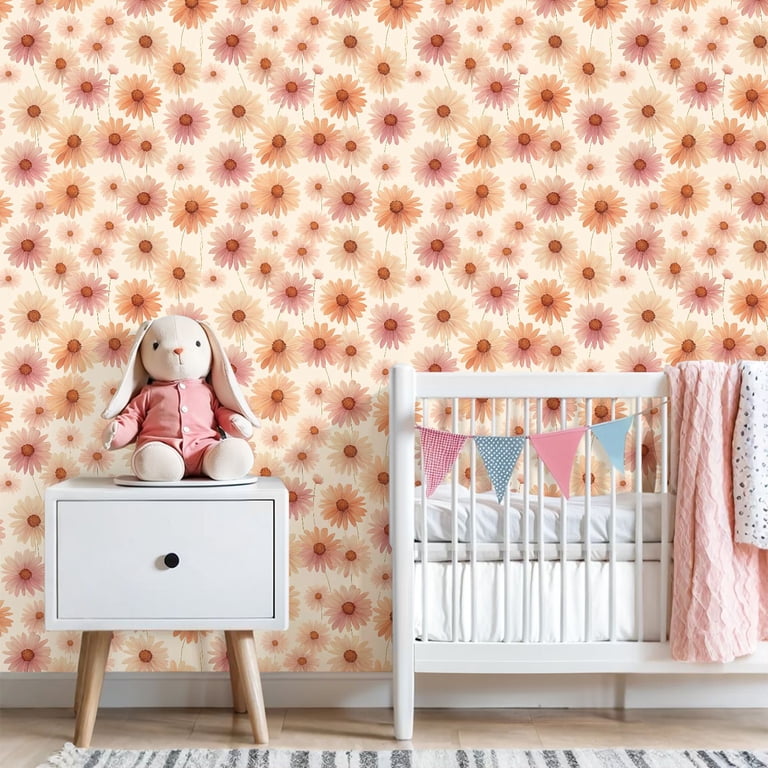 LwenSnow Peel And Stick Floral Wallpaper – Vintage Blue/Pink/Yellow Removable Vinyl Contact Paper, 17.7" X 118" Roll For Bedroom, Cabinets & Shelves