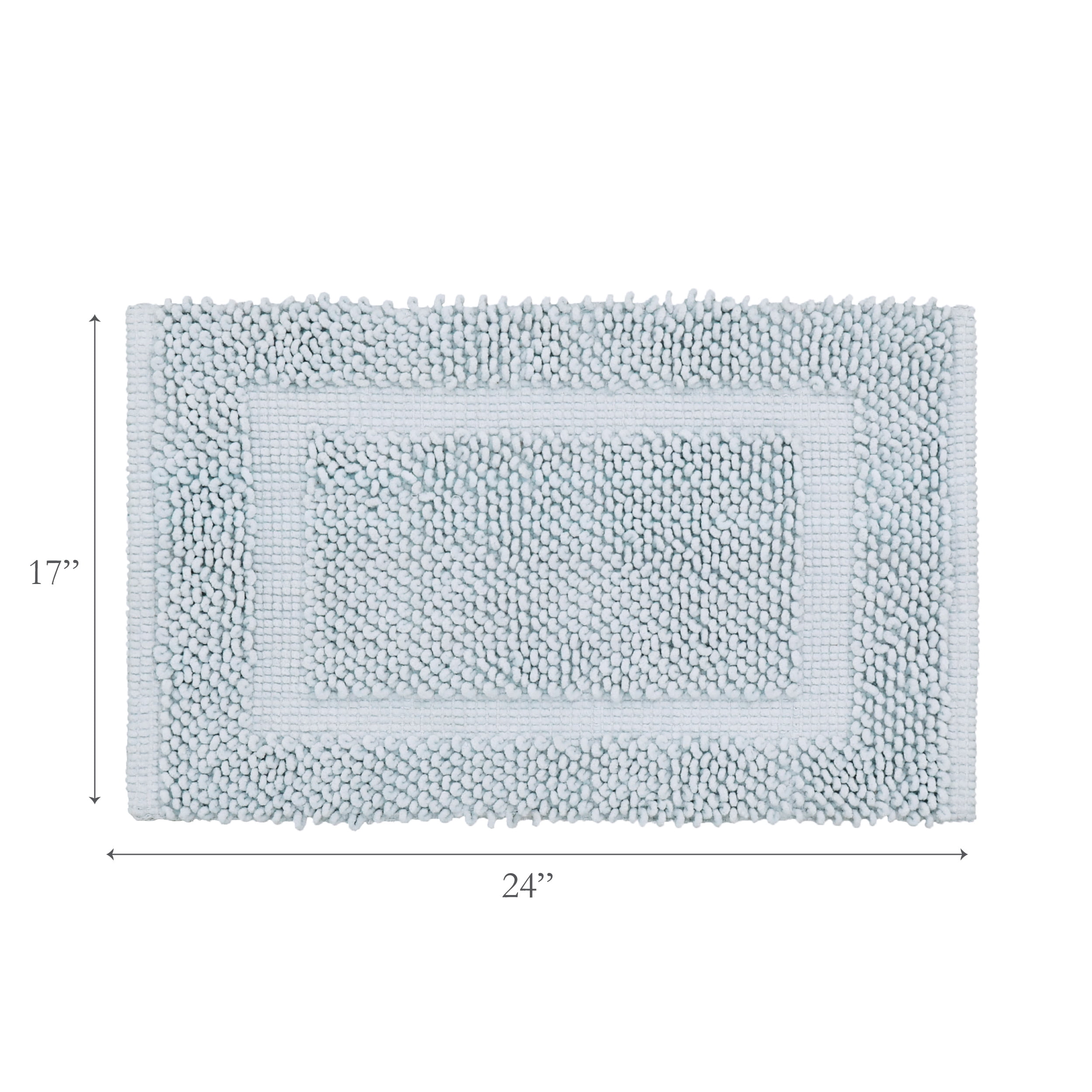Jean Pierre New York Sophie Border 100% Cotton Bath Mat - Non-Slip Bath Rug - Pale Blue - 17" x 24"