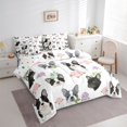 thumbnail image 2 of Homewish Cartoon French Bulldog 7-Piece Twin Bedding,Pink Purple Roses Bedding Comforter Set,White,Polkadot Reversible, 2 of 8