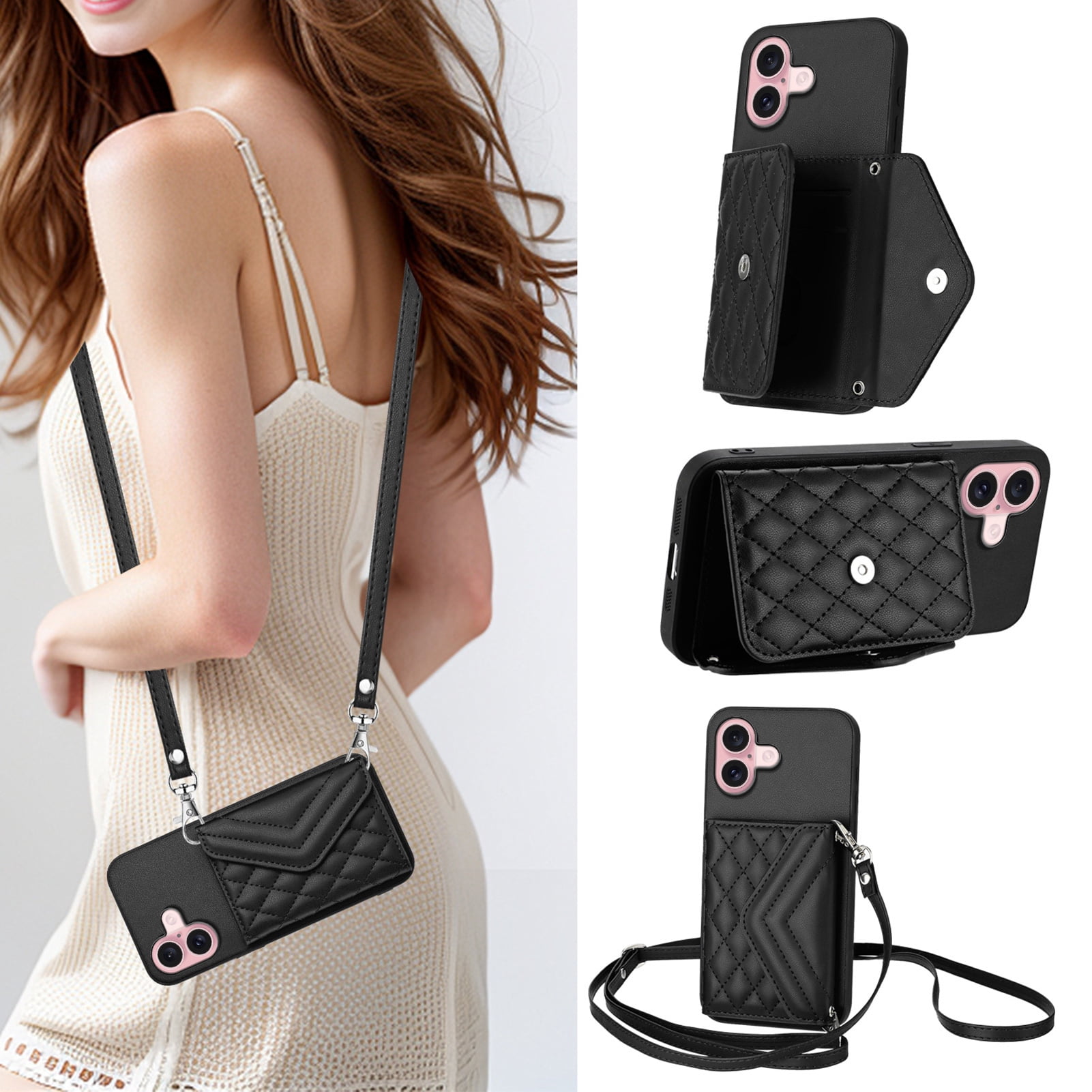 Case for Google Pixel 9A Crossbody wallet cover, with card holder, leather material, equipped with a long shoulder strap, shockproof flip-top phone case