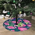 thumbnail image 2 of FMSHPON Pink Flamingo Xmas Christmas Tree Skirt Stand Mat for Holiday Party Decoration Indoor Outdoor 48 inches, 2 of 3