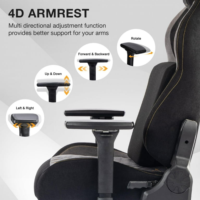 Big and Tall Gaming Chair Fabric Gaming Chair 440lb with 4D Flip up Armrests Ergonomic Gaming Chair for Heavy People Adjustable Features Computer