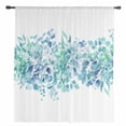 thumbnail image 2 of Teal Blue Eucalyptus Leaves Semi Sheer Curtains Drapes for Living Room,Bedroom,French Doors Window 45 Inches Long,Spring Summer Botanical Floral Rod Pocket Chiffon Curtain Drapery Voile Drape Panel, 2 of 6
