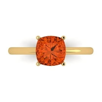 2 ctw Solitaire Anniversary Ring for Women | Cushion Cut Simulated Red Diamond | Hyperallergenic Solid 18K Yellow Gold