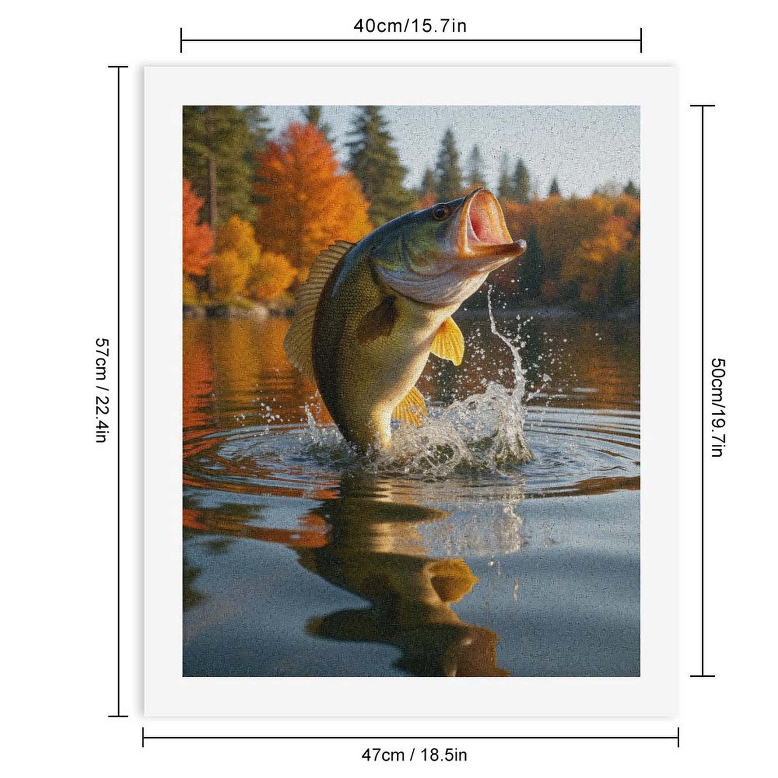 Paint By Numbers Kit for Adults Beginner - DIY Jumping Fish Autumn Lake Scene Canvas Painting Kits for Adults, Frameless Paint By Number for Adults for Home Wall Decor 16x20 Inch