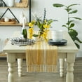thumbnail image 3 of Contemporary Home Living Braided Stripes Kitchen Table Runner with Tassels - 108" - Honey Gold and, 3 of 3