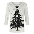 thumbnail image 5 of Feancey Womens Christmas Shirts Dressy Casual 3/4 Sleeve Round Neck Blouse Novelty Xmas Tree Print Loose T-Shirt Loose Fit Crewneck Pullover Tees Gray 3XL, 5 of 5