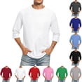 thumbnail image 5 of Chiccall Mens 3/4 Sleeve Tees Crew Neck Plus Size Solid Color T Shirts Summer Casual Outdoor Shirts, 5 of 5