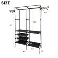 thumbnail image 3 of Metal Wardrobe Shoe and Clothes Rack, Garment Rack Shoe Clothing Organizer with Shelves, Freestanding Closet Multifunctional Clothes Rack with Hanging Rails and 4 Shelves, Black, 3 of 9