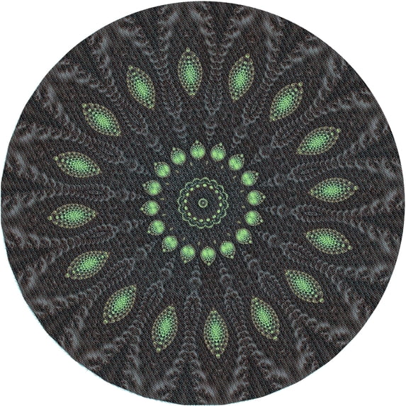 Ahgly Company Indoor Round Patterned Charcoal Black Area Rugs, 3' Round