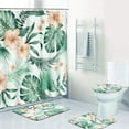 thumbnail image 3 of Beach Ocean Palm Bathroom Set with Shower Curtain and Rugs Accessories, Tropical Coast Sea Island Shower Curtain for Bathroom, Blue Summer Landscape Bathroom Decor 4 Pcs, 3 of 7