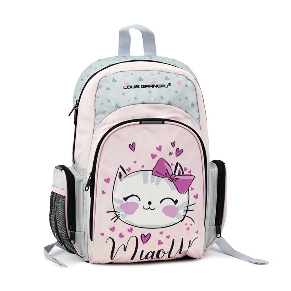 Louis Garneau Sac à Dos de Designer 20 L, Sac à Dos Résistant à l'Eau avec Poches avant et Latérales pour Enfants de la Maternelle et du Primaire - Chat