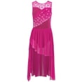 thumbnail image 3 of TiaoBug Kids Girls Sleeveless Ballet Lyrical Dance Dress High Low Asymmetric Tulle Figure Ice Skating Dress Hot Pink 6, 3 of 7