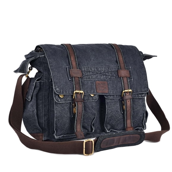 LEATHER VILLAGE Sac Messager Vintage en Toile &ndash; Sac à Bandoulière pour Ordinateur Portable 16 Pouces Fait Main pour Hommes & Femmes &ndash; Sac de Travail Bandoulière pour Bureau, Trav