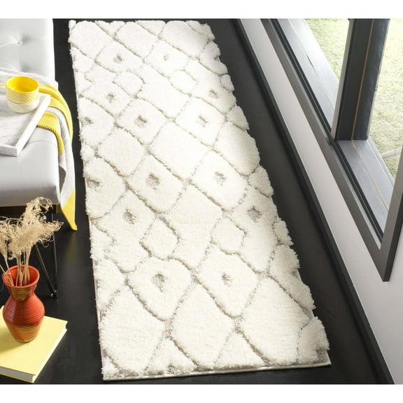Olympia Shag Cream/Beige Large Rectangle Rug-Color:Cream/Beige,Shape:Runner,Size:2'-3" X 8'