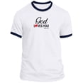 thumbnail image 3 of God Loves You Men’s Ringer Tee, 3 of 5