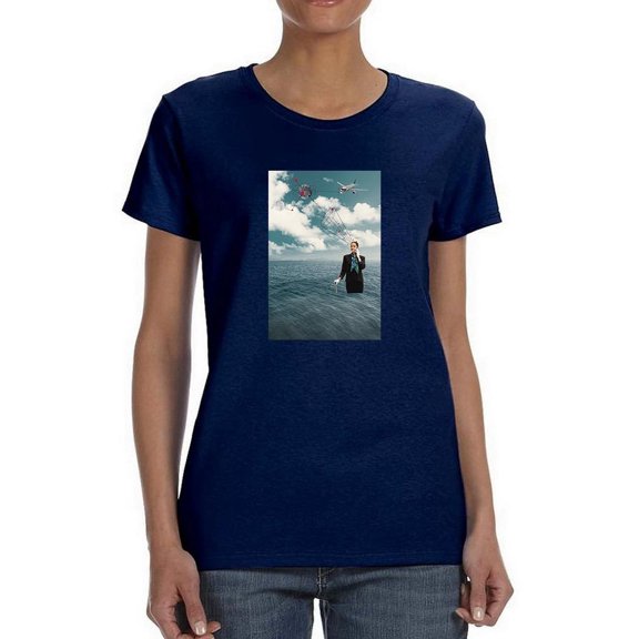 Flgith Attendant In The Water Shaped T-Shirt Women -Image by Shutterstock, Female Small