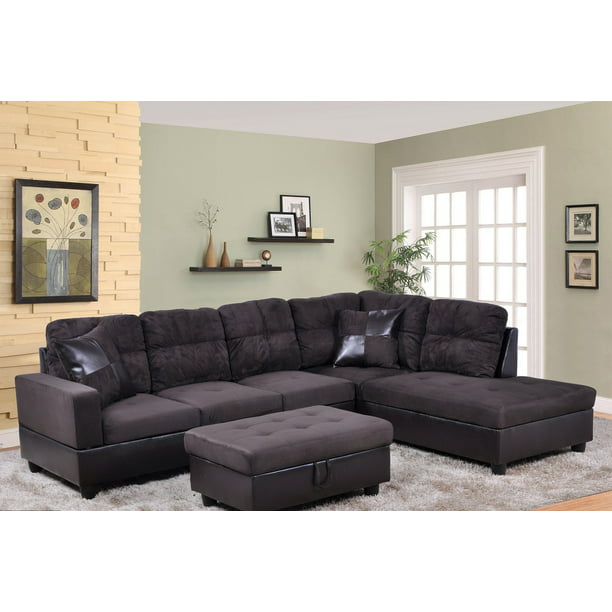 Ponliving Furniture Ezekiel 103 5, Sectional Sofa Leather And Microfiber