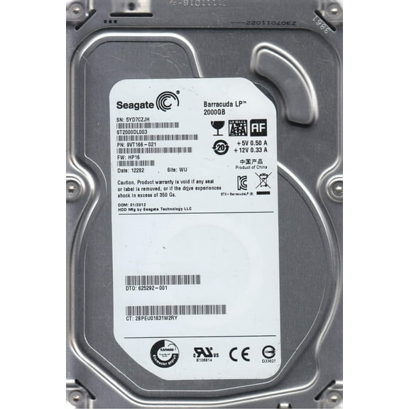 ST2000DL003, 5YD, WU, PN 9VT166-021, FW HP16, Seagate 2TB SATA 3.5 Hard Drive