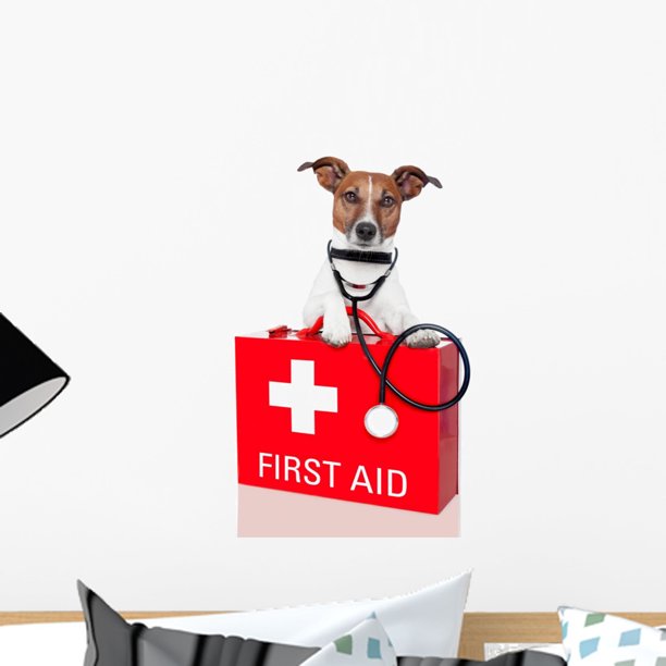 First Aid Dog Wall Decal by Wallmonkeys Peel and Stick Graphic (18 in H