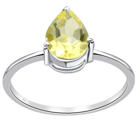 Faceted Lemon Quartz Ring (925 Sterling Silver Ring | 1.1 Carat Lemon Quartz Ring | Solitaire Ring | Pear Cut Engagement Ring | Simple Affordable Ring By Orchid)