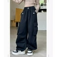 thumbnail image 5 of Hotiary Girl Casual Cargo Pant Kids Solid Color Fashion Elastic High Waist Straight Leg Pants with Pockets Black for 6-16Y, 5 of 8