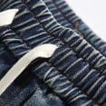 thumbnail image 7 of Summer Mens Solid Denim Shorts Casual Straight Leg Loose Fit Drawstring Knee Length Breathable Blue XXXXXL, 7 of 7