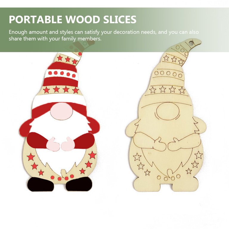40 Pcs Unfinished Wooden Gnome Slice Cutouts - Blank For Christmas Craft & Decoration