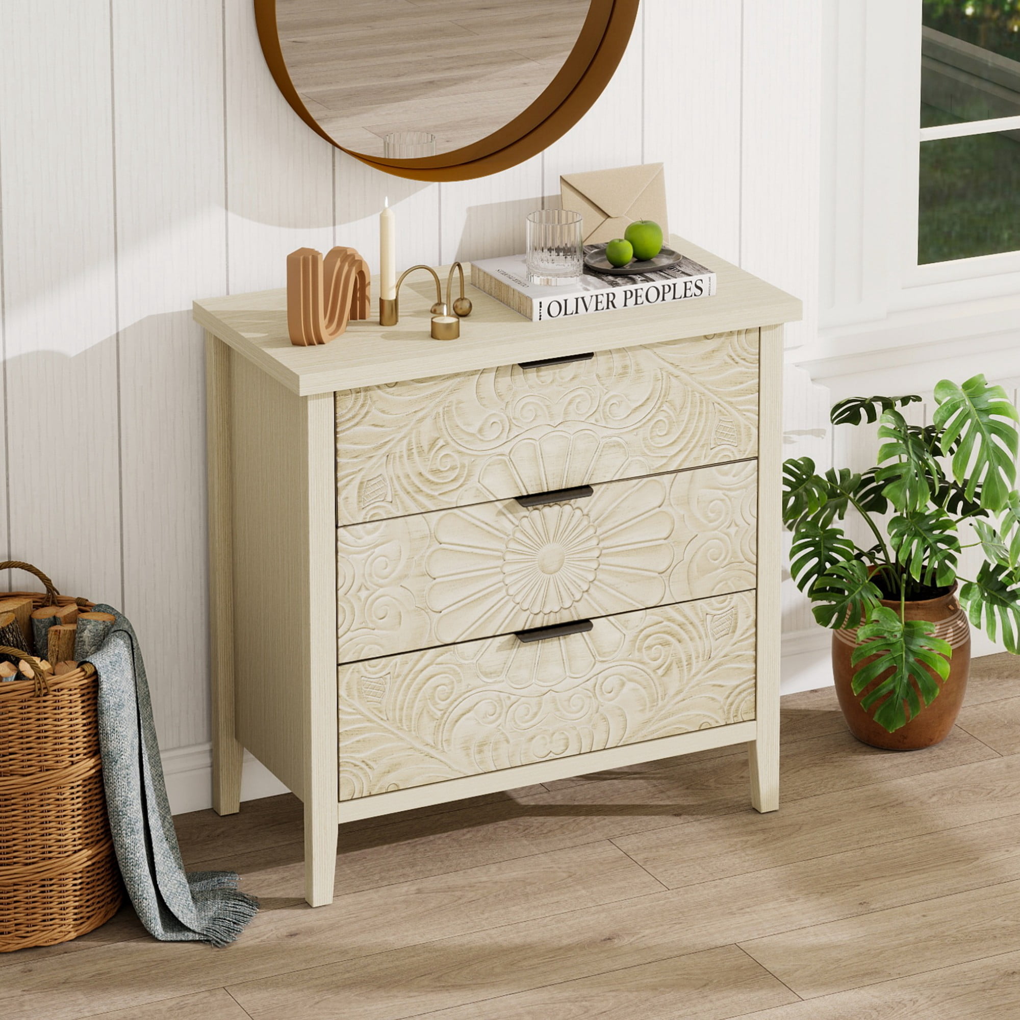 Gewnee 3 Drawer Cabinet, American Furniture, Suitable for Bedroom, Living Room, Study