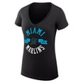 thumbnail image 2 of Women's G-III 4Her by Carl Banks Black Miami Marlins Super-Slim Fit Lightweight City Graphic V-Neck T-Shirt, 2 of 5
