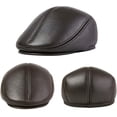 thumbnail image 3 of YooGuoGuo Men Winter PU Leather Newsboy Hat Flat Cap with Ear Flap Unisex Vintage Driving Cap, 3 of 3