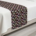 thumbnail image 2 of Sugar Skull Bed Runner, All Souls Day Floral Colorful Sugar Skulls Flowers on Dark Background Print, Decorative Accent Bedding Scarf for Hotels Homes and Guestrooms, Twin, Multicolor, by Ambesonne, 2 of 2