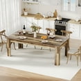thumbnail image 6 of 71" Long Dining Table for 6-8, Wooden, Thick Frame & Sturdy Triangular Legs, Wood Strip Base for Dinner, Kitchen, Office, 6 of 21
