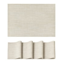 Sm:)e Beige Placemats Set of 4 - Heat Resistant Non-Slip Place mats for Dining Table, Washable Durable PVC Table Mats