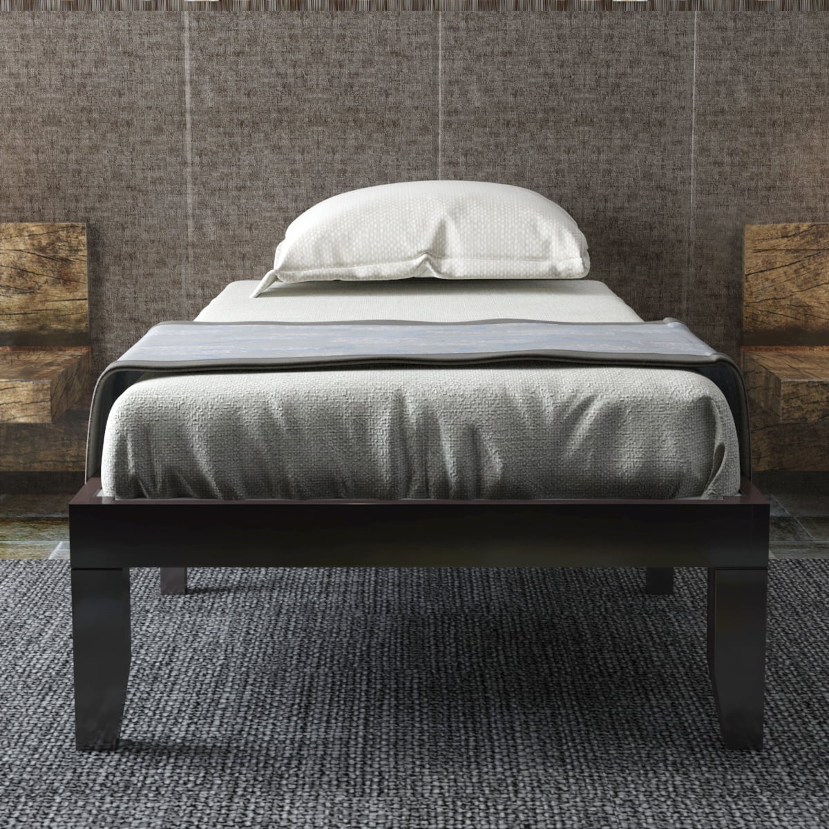 Costway Twin Size 14'' Wooden Bed Frame Mattress Platform Wood Slats Support Espresso