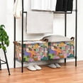 thumbnail image 3 of Yayeee Foldable Storage Basket for Shelves with Handles Waterproof Cloth Bins, Purple Cityscape Painting, 3 of 7
