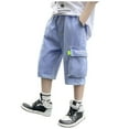 thumbnail image 2 of SXcggal Boys Kids Cargo Shorts Youth Boy's Casual Stretch Shorts Outdoor Cargo Denim Overalls Bottoms Comfortable Handsome Long pants, 2 of 8