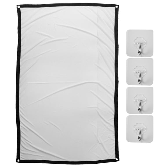 Portable Projector Screen for Home Theater Outdoor HD White Foldable Anti-Crease (60Inch),6 x Hooks,1 x Projector screen,White