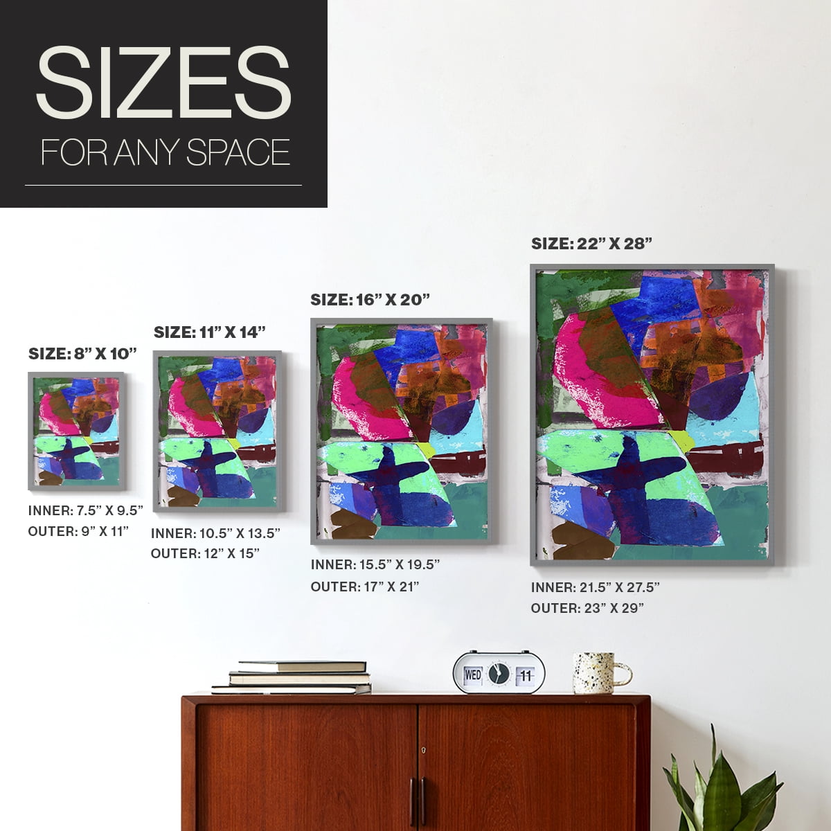 Brights Strokes III Framed Print in Gray Solid Wood Framed Print No Nail Hanging
