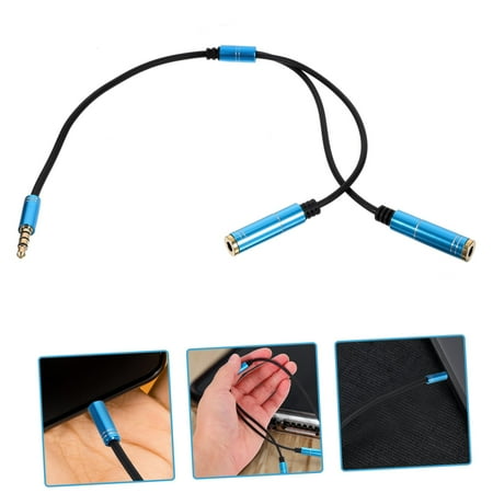 2-in-1 Headphone Splitter, Headset Y Adapter 2 Female to 1 Male 3.5mm Jack Cable, Extend Audio Splitter for Headphones, Gaming Headset, PS4, Xbox One, Notebook, Mobile Phone and Tablet, Blue
