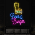 thumbnail image 2 of Craftnamesign Beer Burger Neon Sign, Burger Shop LED Sign, Beer Club Decor, 2 of 4