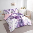 thumbnail image 3 of Manfei Magical Reindeer Moose Bedding Comforter Set 7pcs, Fashion Purple Diamond King Bedding Sets, Kawaii Christmas Animal Reversible Bed Sheets, Breathable Home Decor, 3 of 7