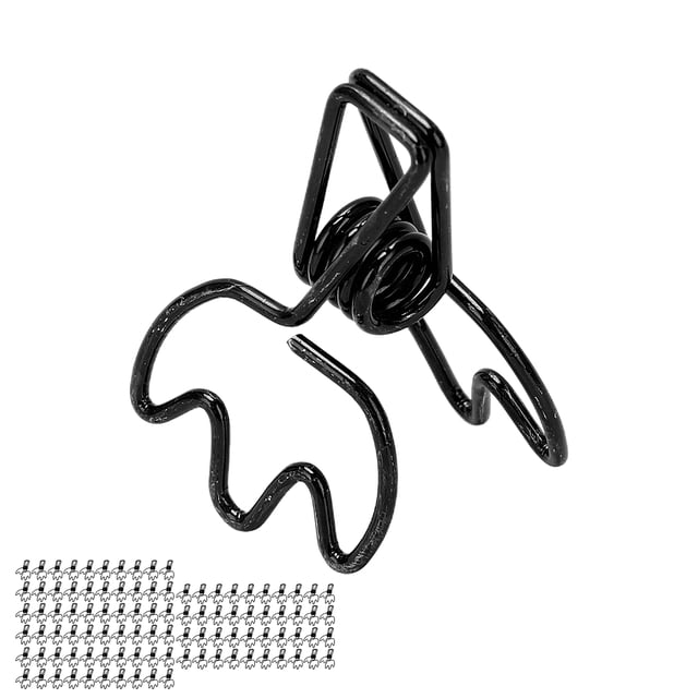 Clips De Carpeta, Abrazaderas De Papel, 100 Piezas, Forma De Corona De Cola Larga Hueca, Fuerza De Sujeción Fuerte De Dibujos Animados Lindos Para Oficina ANGGREK Negro