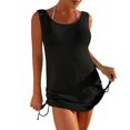 thumbnail image 1 of FhsagQ Cover Up for Women Crotchless Panties Women's Solid Color Drawstring Hem Backless Beach Dress Knit Maxi Dress Cover Up for Women Plus Size Blue with Matching Robe Black One Size, 1 of 6