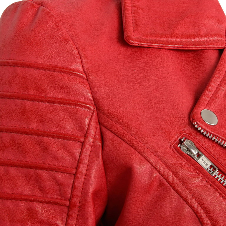 Red Women's Moto Lambskin Real Leather Jacket Motorcycle Slim fit Biker  Jacket